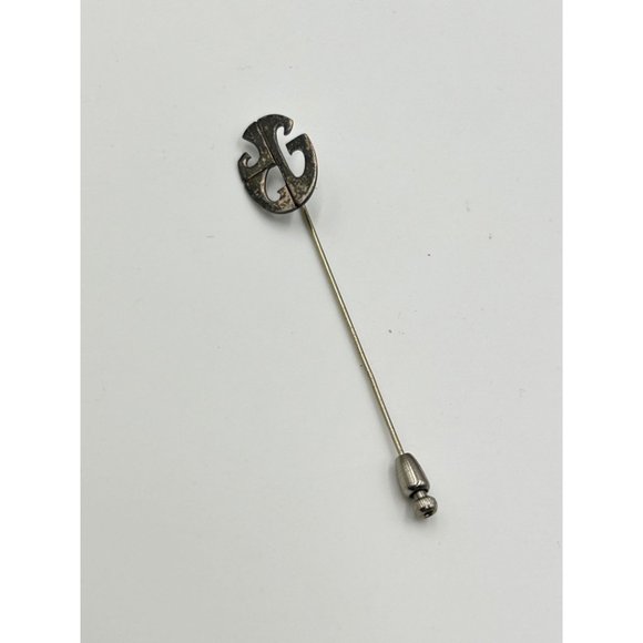 Monogram JCG Sterling Silver Stick Pin Vintage Lapel Hat Pin with Letter Initial - Picture 3 of 6